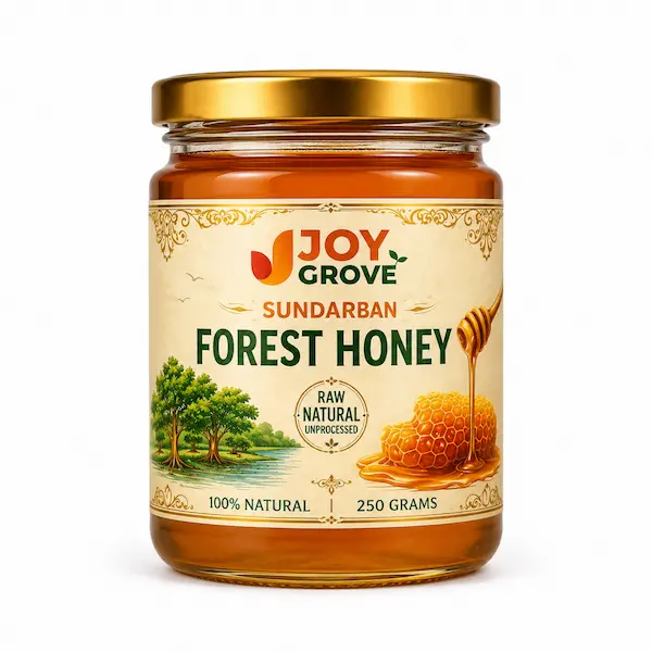 Jar of raw Sundarban mangrove honey harvested by local moulis